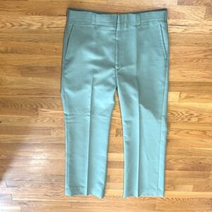 Vintage Higgins Slacks Mens Sage Green Straight Leg Trousers 60s 70s 34X32